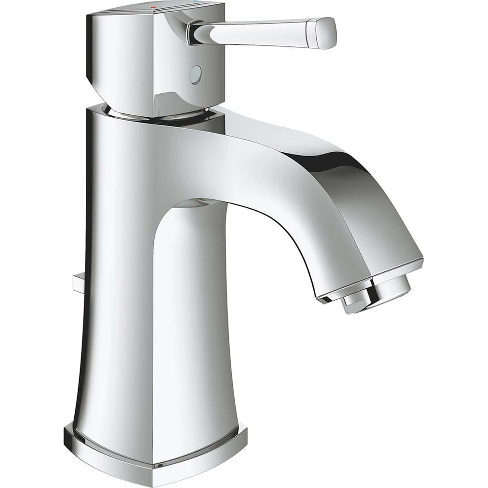 Grohe - Lavatory Faucets; Type: Deck Mount ; Spout Type: Low Arc ; Design: Lever ; Handle Type: Lever ; Mounting Centers: Single Hole (Inch); Drain Type: Pop-Up - Exact Industrial Supply