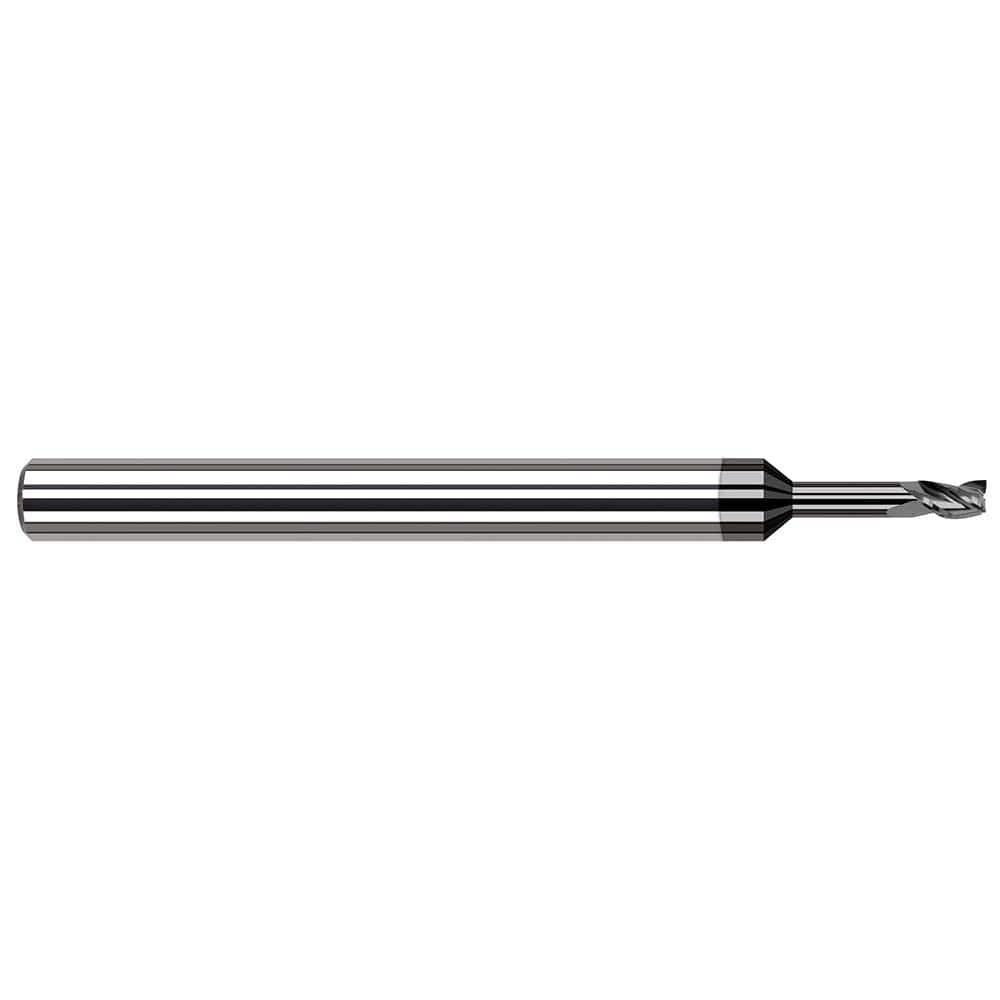 Square End Mill: 3/32'' Dia, 9/64'' LOC, 1/8'' Shank Dia, 2-1/2'' OAL, 3 Flutes, Solid Carbide Single End, Amorphous Diamond Finish, 42 ° Variable Helix, Centercutting, RH Cut, RH Flute