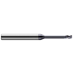 Corner Radius End Mill: 0.093″ Dia, 0.139″ LOC, 0.02″ Radius, 3 Flutes, Solid Carbide 2-1/2″ OAL, 1/8″ Shank Dia, 30 ° Helix, AlTiN Coated, Corner Radius End