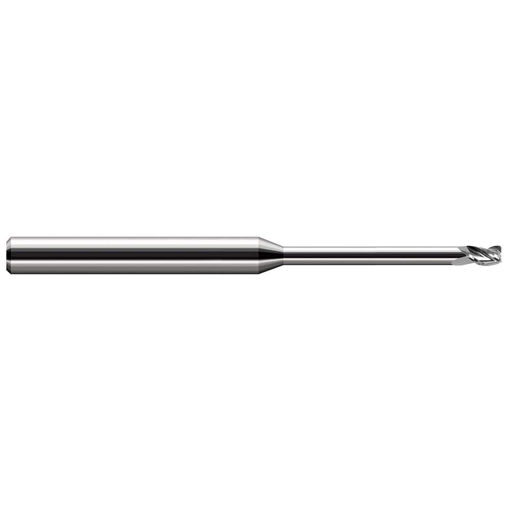 Corner Radius End Mill: 1/8″ Dia, 3/16″ LOC, 0.01″ Radius, 3 Flutes, Solid Carbide 2-1/2″ OAL, 1/8″ Shank Dia, 30 ° Helix, Bright/Uncoated, Corner Radius End