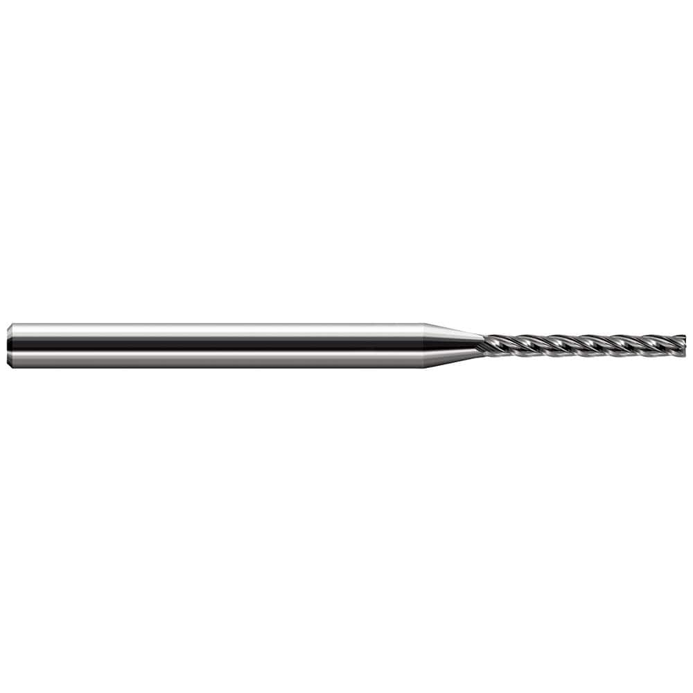 Corner Radius End Mill: 1/8″ Dia, 1″ LOC, 1/64″ Radius, 4 Flutes, Solid Carbide 2-1/2″ OAL, 1/8″ Shank Dia, 30 ° Helix, Bright/Uncoated, Corner Radius End