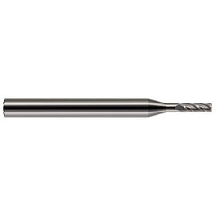 Corner Radius End Mill: 0.093″ Dia, 0.279″ LOC, 0.01″ Radius, 2 Flutes, Solid Carbide 1-1/2″ OAL, 1/8″ Shank Dia, 30 ° Helix, Bright/Uncoated, Corner Radius End