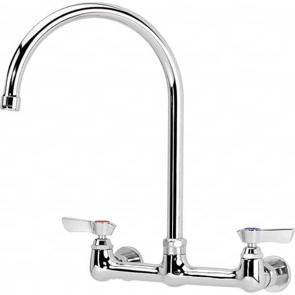 Krowne - Wall Mount, Service Sink Faucet without Spray - Two Handle, Blade Handle, Gooseneck Spout, No Drain - Benchmark Tooling