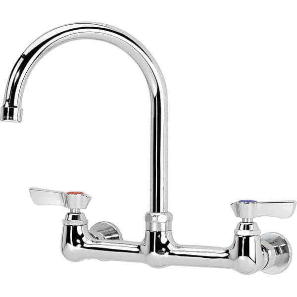 Krowne - Wall Mount, Service Sink Faucet without Spray - Two Handle, Blade Handle, Gooseneck Spout, No Drain - Benchmark Tooling