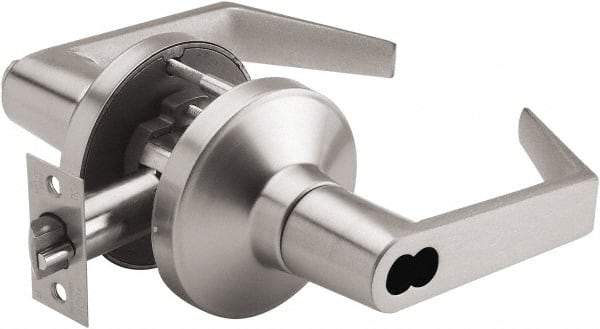 PDQ - Heavy Duty Entrance Lever Lockset - 2-3/4" Back Set, Small Format I/C Less Cylinder, Zinc, Antimicrobial Coated, Satin Chrome Plated Finish - Benchmark Tooling