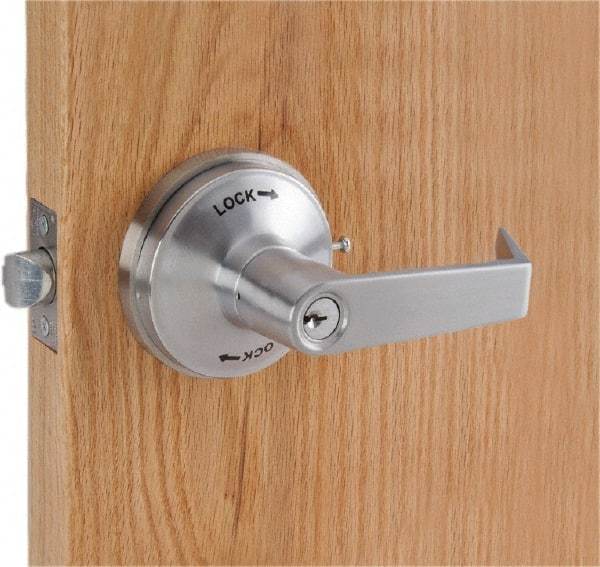 PDQ - Heavy Duty Classroom Intruder Lever Lockset - 2-3/4" Back Set, Small Format I/C Less Cylinder, Zinc, Satin Chrome Plated Finish - Benchmark Tooling