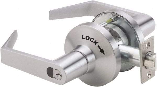 PDQ - Heavy Duty Classroom Intruder Lever Lockset - 2-3/4" Back Set, Small Format I/C Less Cylinder, Zinc, Antimicrobial Coated, Satin Chrome Plated Finish - Benchmark Tooling