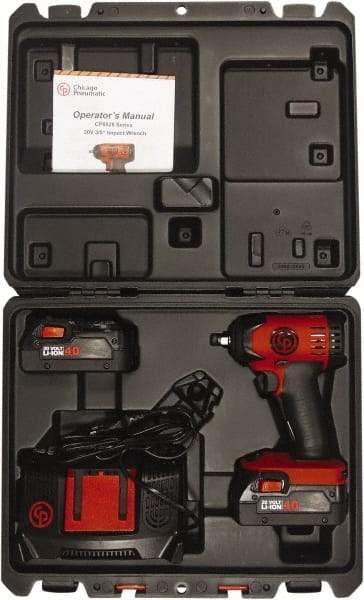 Chicago Pneumatic - 3/8" Drive 20 Volt Pistol Grip Cordless Impact Wrench & Ratchet - 2,400 RPM, 150 Ft/Lb Torque, 2 Lithium-Ion Batteries Included - Benchmark Tooling