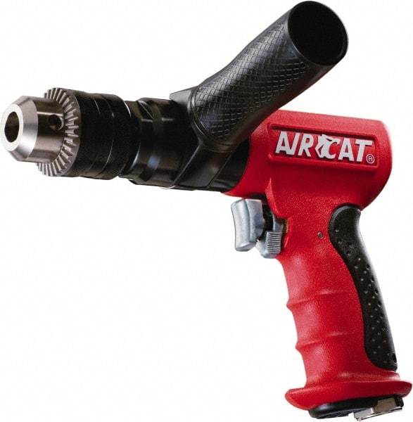 AIRCAT - 1/2" Reversible Keyed Chuck - Pistol Grip Handle, 400 RPM, 6 CFM, 0.625 hp, 90 psi - Benchmark Tooling