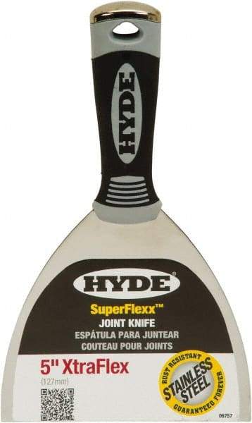 Hyde Tools - 5" Wide Spring Blade Stainless Steel Joint Knife - Flexible, Plastic Handle - Benchmark Tooling