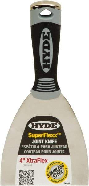 Hyde Tools - 4" Wide Spring Blade Stainless Steel Joint Knife - Flexible, Plastic Handle - Benchmark Tooling