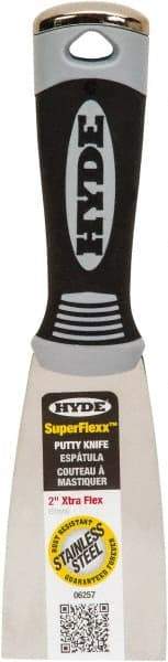 Hyde Tools - 2" Wide Spring Blade Stainless Steel Putty Knife - Flexible, Plastic Handle - Benchmark Tooling