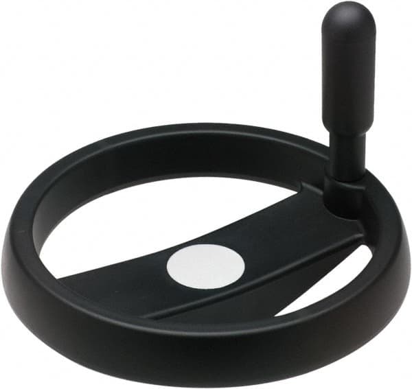 Elesa - 3.9", 2 Spoke Handwheel with Revolving Handle - 0.71" Hub, High Impact Strength Technopolymer, Black Matte Finish - Benchmark Tooling