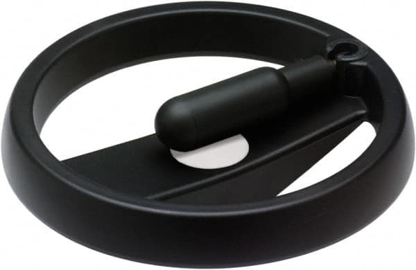 Elesa - 9.84", 2 Spoke Handwheel with Retractable Handle - 1.38" Hub, High Impact Strength Technopolymer, Black Matte Finish - Benchmark Tooling