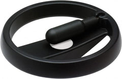 Elesa - 9.84", 2 Spoke Handwheel with Retractable Handle - 1.38" Hub, High Impact Strength Technopolymer, Black Matte Finish - Benchmark Tooling