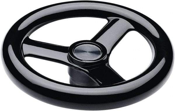 Elesa - 14.76", 3 Spoke Handwheel - 2.28" Hub, Duroplast, Black Glossy Finish - Benchmark Tooling