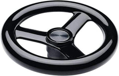 Elesa - 14.76", 3 Spoke Handwheel - 2.28" Hub, Duroplast, Black Glossy Finish - Benchmark Tooling