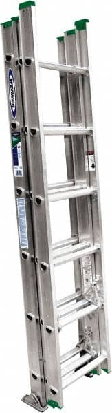 Werner - 16' High, Type II Rating, Aluminum Extension Ladder - 225 Lb Capacity - Benchmark Tooling