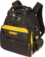 DeWALT - 57 Pocket Black & Yellow Backpack Tool Bag - 15-1/2" Wide x 8" Deep x 19" High - Benchmark Tooling