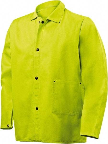 Steiner - Size XL Welding & High Visibility Jacket - Lime, Cotton & Nomex, Snaps Closure, 52 to 54" Chest - Benchmark Tooling