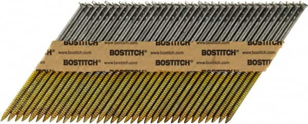 Stanley Bostitch - 11 Gauge 0.12" Shank Diam 3" Long Framing Nails for Power Nailers - Steel, Bright Finish, Ring Shank, Angled Stick Paper Tape Collation, Round Head - Benchmark Tooling