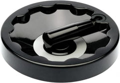Elesa - 7.01" Diam, Duroplast Handwheel with Fold Away Handle - 1.57" Hub Diam - Benchmark Tooling