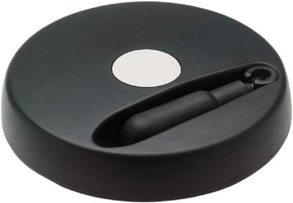 Elesa - 4.92" Diam, Technopolymer Handwheel with Fold Away Handle - 1.02" Hub Diam - Benchmark Tooling