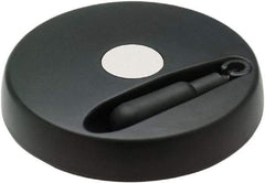 Elesa - 3.9" Diam, Technopolymer Handwheel with Fold Away Handle - 1.57" Hub Diam - Benchmark Tooling