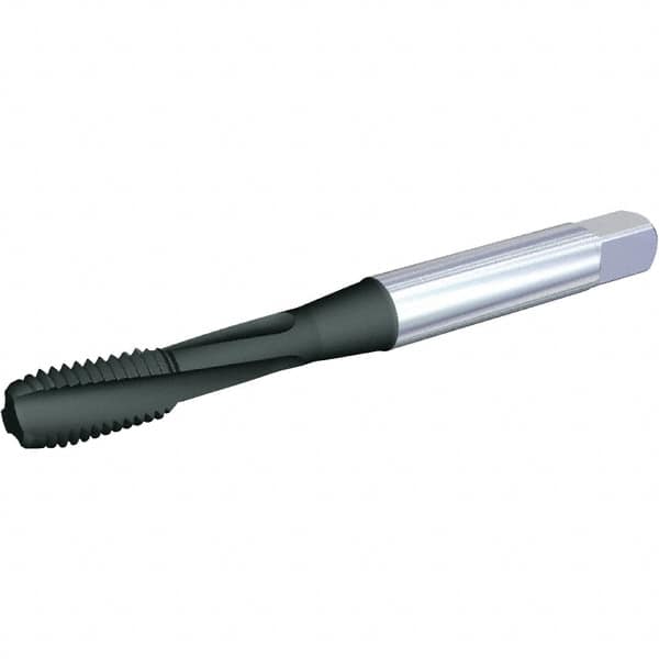 Kennametal - M6x1.00 Metric 3 Flute 6H Modified Bottoming Spiral Flute Tap - Powdered Metal, TiN/CrC/C Finish, 63.4mm OAL, Right Hand Flute, Right Hand Thread, D5, Series T662 - Exact Industrial Supply