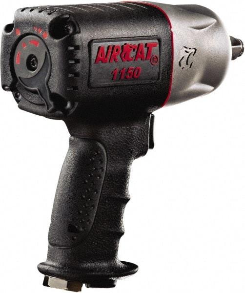 AIRCAT - 1/2" Drive, 9,000 RPM, 900 Ft/Lb Torque Impact Wrench - Pistol Grip Handle, 1,400 IPM, 8 CFM, 90 psi, 1/4" NPT Inlet - Benchmark Tooling