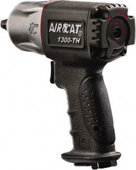 AIRCAT - 1/2" Drive, 10,000 RPM, 350 Ft/Lb Torque Impact Wrench - Pistol Grip Handle, 1,650 IPM, 6 CFM, 90 psi, 1/4" NPT Inlet - Benchmark Tooling