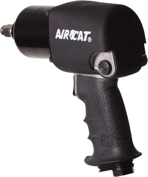 AIRCAT - 1/2" Drive, 9,500 RPM, 725 Ft/Lb Torque Impact Wrench - Pistol Grip Handle, 1,600 IPM, 8 CFM, 90 psi, 1/4" NPT Inlet - Benchmark Tooling