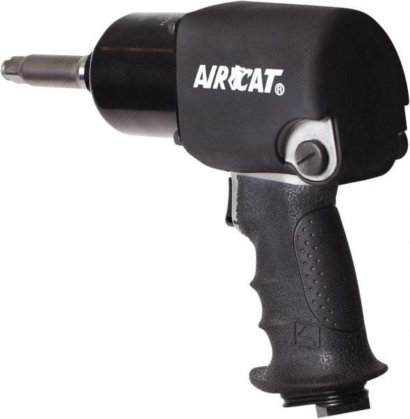 AIRCAT - 1/2" Drive, 9,500 RPM, 725 Ft/Lb Torque Impact Wrench - Pistol Grip Handle, 1,600 IPM, 8 CFM, 90 psi, 1/4" NPT Inlet - Benchmark Tooling