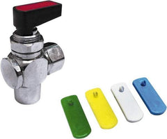 Value Collection - 3/8" Pipe, Brass Miniature Ball Valve - Right Angle, FNPT x FNPT Ends, Wedge Handle, 250 WOG - Benchmark Tooling