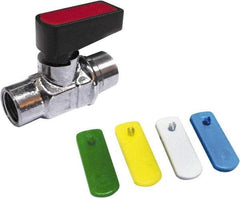 Value Collection - 3/8" Pipe, Brass Miniature Ball Valve - Inline - One Way Flow, FNPT x FNPT Ends, Wedge Handle, 250 WOG - Benchmark Tooling