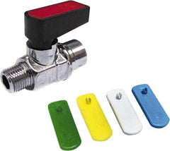 Value Collection - 3/8" Pipe, Brass Miniature Ball Valve - Inline - One Way Flow, MNPT x FNPT Ends, Wedge Handle, 250 WOG - Benchmark Tooling