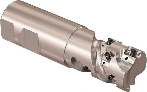 Seco - 1" Cutting Diam, 1" Shank Diam, 8mm Max Depth of Cut, Straight Shank Indexable Copy End Mill - 2 Inserts, LOEX Insert, R217.94 Toolholder - Benchmark Tooling