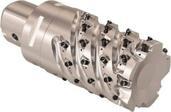 Seco - 44mm Cutting Diam, 8mm Max Depth of Cut, Modular Connection Indexable Copy End Mill - 4 Inserts, LOEX Insert, R217.94 Toolholder - Benchmark Tooling