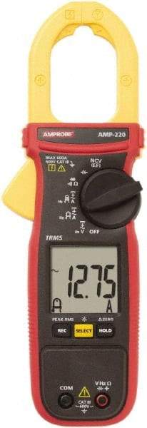 Amprobe - AMP-220, CAT III, Digital True RMS Clamp Meter with 1.378" Clamp On Jaws - 600 VAC/VDC, 600 AC/DC Amps, Measures Voltage, Capacitance, Current, microAmps, Resistance, Temperature - Benchmark Tooling