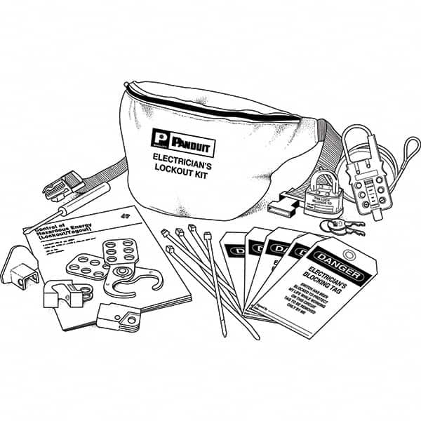 Panduit - 12 Piece Electrical Lockout Kit - Keyed Differently, Comes in Pouch - Benchmark Tooling