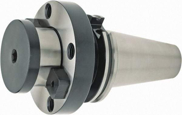 Parlec - CAT50 Dual Contact Taper Shank 63.5mm Pilot Diam Shell Mill Holder - 60.96mm Flange to Nose End Projection, 123.95mm Nose Diam, Through-Spindle Coolant - Exact Industrial Supply