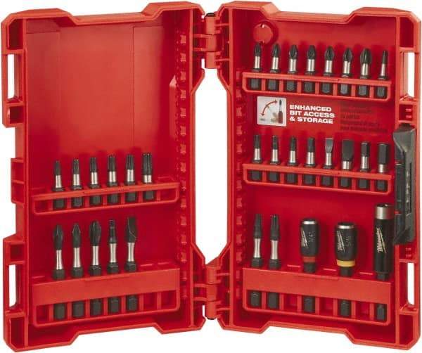 Milwaukee Tool - 32 Piece, Bit Set - 3/16 to 1/4" Hex, Phillips, Slotted, Torx, Square Point - Benchmark Tooling