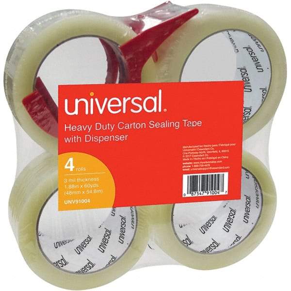 Universal One - 48mm Wide x 3mm Thick x 54.8m Long, 91004 Box Sealing & Label Protection Tape - Clear - Benchmark Tooling