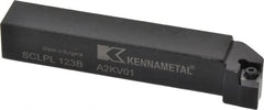 Kennametal - SCLP, Left Hand Cut, 5° Lead Angle, 3/4" Shank Height x 3/4" Shank Width, Positive Rake Indexable Turning Toolholder - 4-1/2" OAL, CP..32.5. Insert Compatibility, Series Screw-On - Benchmark Tooling