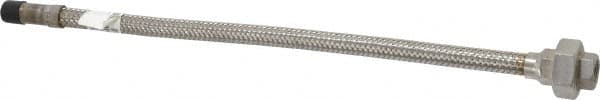 Made in USA - 18" OAL, 3/8" ID, 1,450 Max psi, Flexible Metal Hose Assembly - Benchmark Tooling