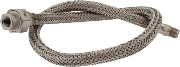 Made in USA - 30" OAL, 1/4" ID, 2,240 Max psi, Flexible Metal Hose Assembly - Benchmark Tooling