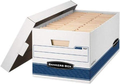 BANKERS BOX - 1 Compartment, 12 Inch Wide x 24 Inch Deep x 10 Inch High, File Storage Box - 1 Ply Side, 2 Ply Bottom, 2 Ply End, White and Blue - Benchmark Tooling