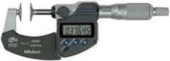 Mitutoyo - 0 to 1 Inch, Ratchet Thimble, IP65 Water Resistance, Electronic Disc Micrometer - Digital Counter, 0.0002 Inch Accuracy, 0.787 Inch Disc, 6.3mm Spindle, 0.00005 Inch Resolution, NIST - Benchmark Tooling