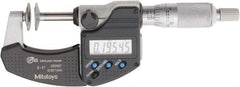 Mitutoyo - 0 to 1 Inch, Ratchet Stop Thimble, IP65 Water Resistance, Electronic Disc Micrometer - 0.0002 Inch Accuracy, 20mm Disc, 0.00005 Inch Resolution - Benchmark Tooling