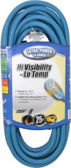 Southwire - 25', 14/3 Gauge/Conductors, Blue Outdoor Extension Cord - 1 Receptacle, 15 Amps, 125 VAC, UL SJTW, NEMA 5-15P, 5-15R - Benchmark Tooling